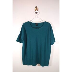 Only Mine 2-Ply Cashmere Teal Short Sleeve Sweater‎ Women's Size XS